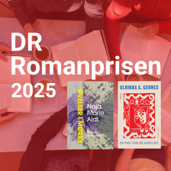 To bogforsider og teksten DR Romanprisen 2025