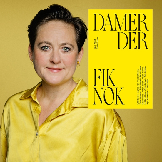 Foto af Sara Alfort og forsiden af bogen Damer der fik nok