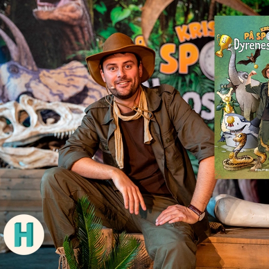 Foto af Kristian Gintberg og forside af bogen På sporet af dyrenes rekorder