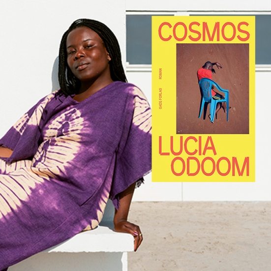 Foto af Lucia Odoom og foto af bogen Cosmos