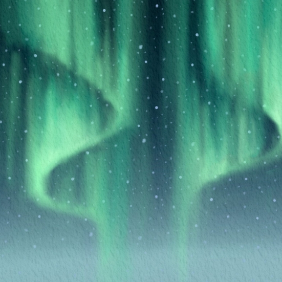 nordlys med små drys af sne