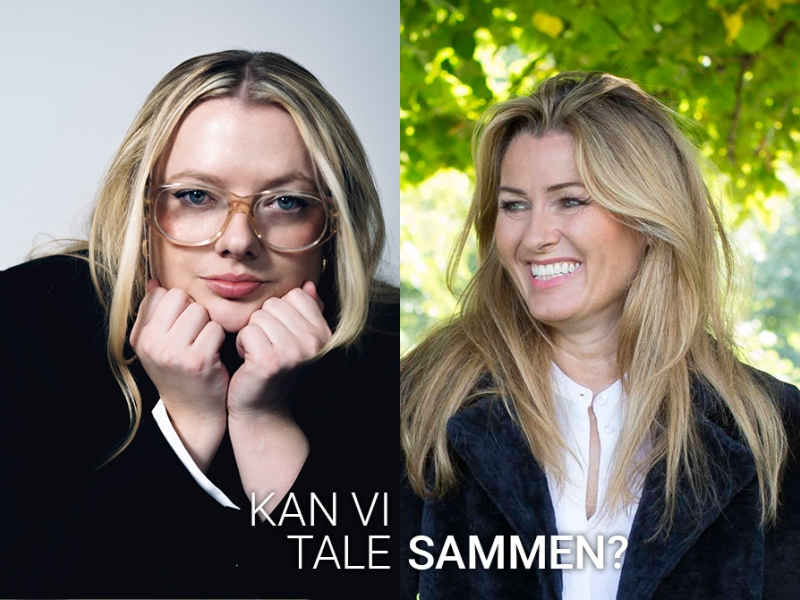 Foto af Sofie Diemer og Anne Sophia Hermansen m. teksten Kan vi tale sammen?
