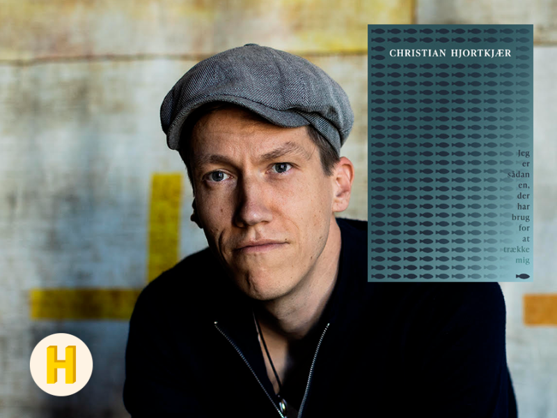 Foto af Christian Hjortkjær og forside af bog 