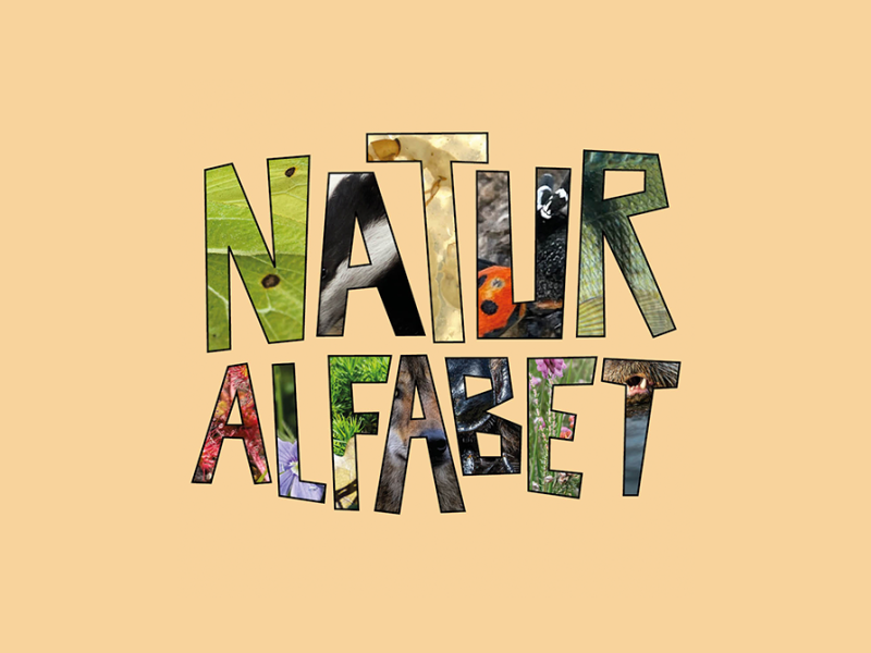 Beige baggrund med skrift "Naturalfabet"