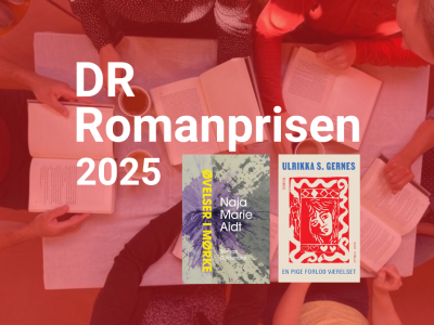 To bogforsider og teksten DR Romanprisen 2025