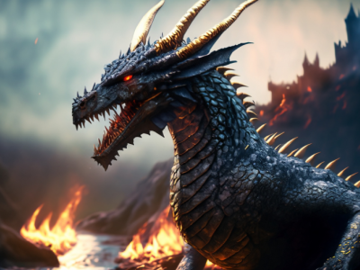 drage på baggrund af ild