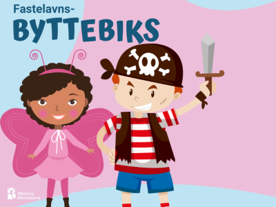 Udklædte børn på lyserød og blå baggrund