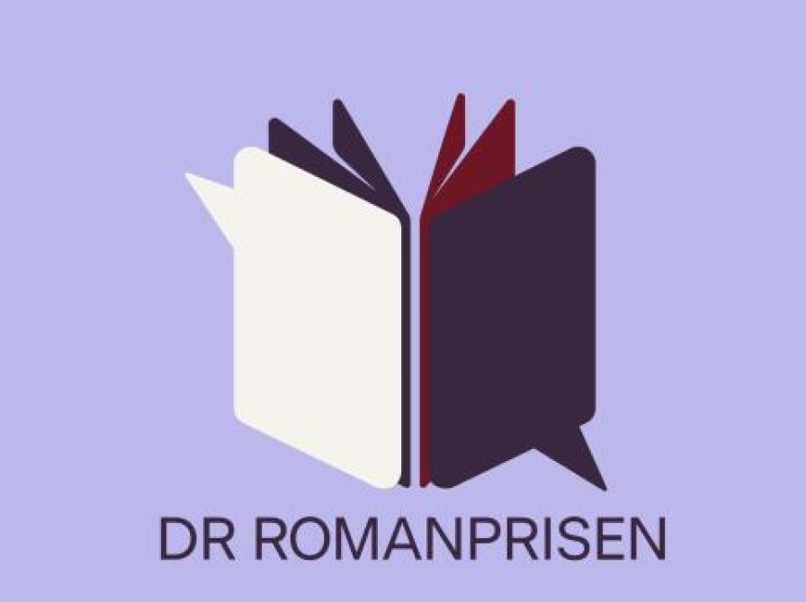 Logo i lilla med teksten DR Romanprisen