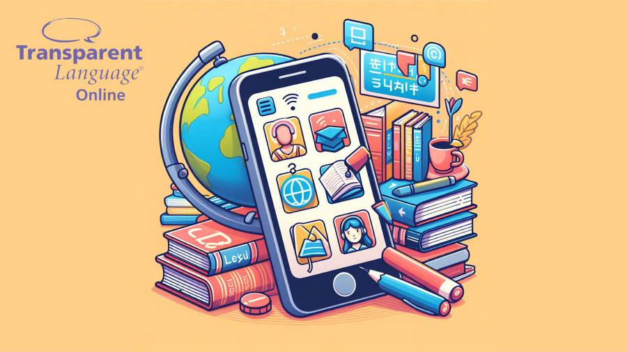 Tegning af mobil, bøger og globus
